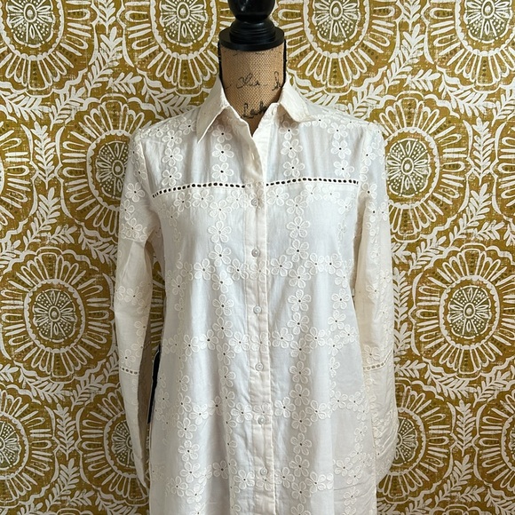 NWT Tuckernuck Pomander Place Ivory Eyelet Griffin Shirt Midi Dress Sz XS - Picture 3 of 14